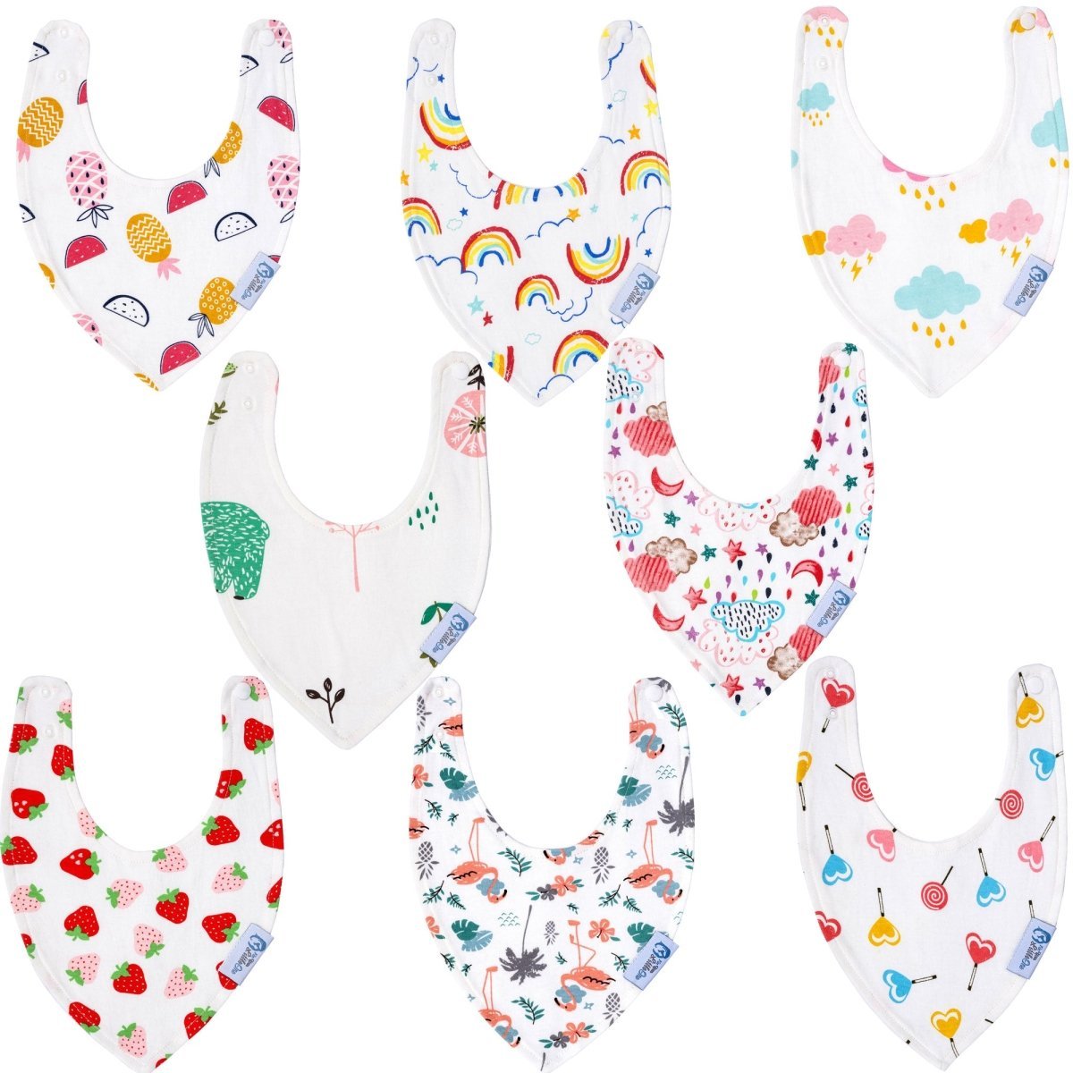 Baby Bandana Dribble Bibs Cotton Pack Of 8 - Girls-0