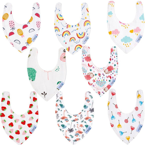 Baby Bandana Dribble Bibs Cotton Pack Of 8 - Girls-0